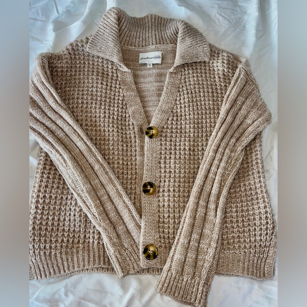 Button-up light brown cardigan